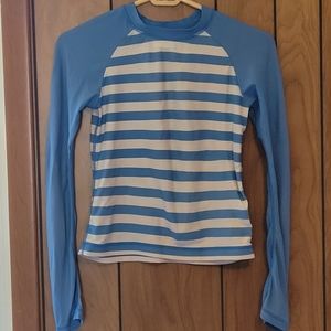 Sz 8/10 - Hanna Andersson Swim Set - Blue & White Striped